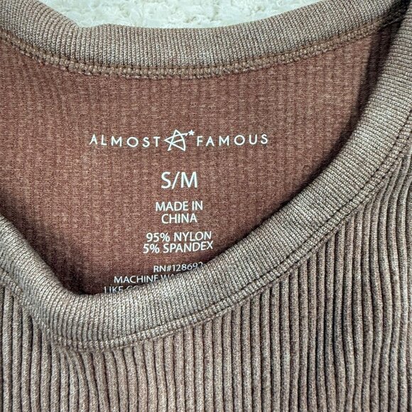 Almost Famous Brown Ribbed Tank Maxi Dress S/M Nylon Spandex Blend Sleeveless - Picture 3 of 7